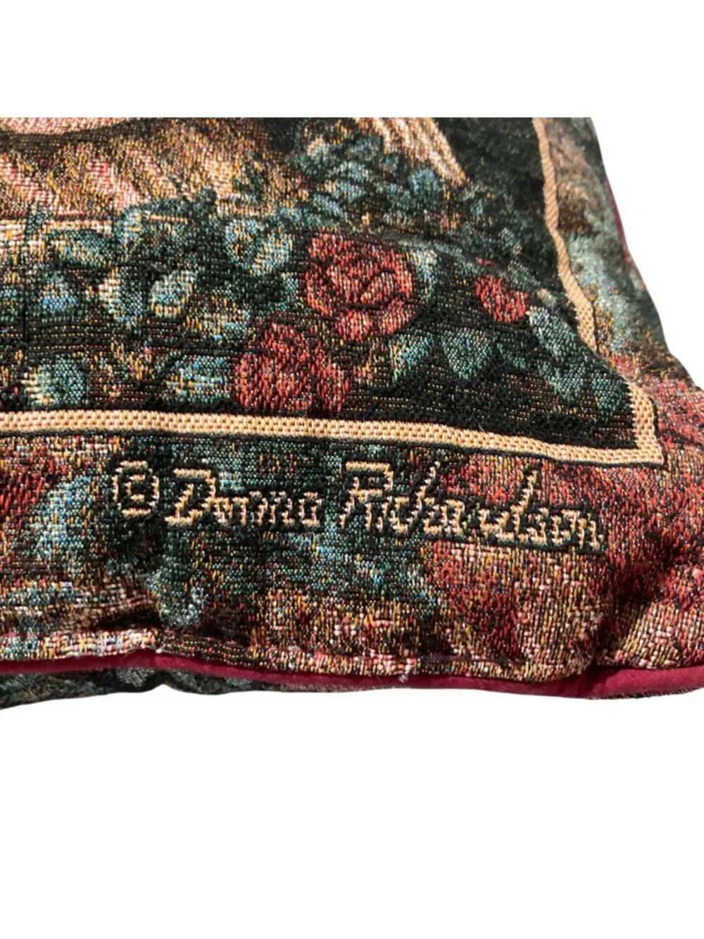 Vintage Christmas Tapestry Angel Throw Pillow By Donna Richardson 90s Decor